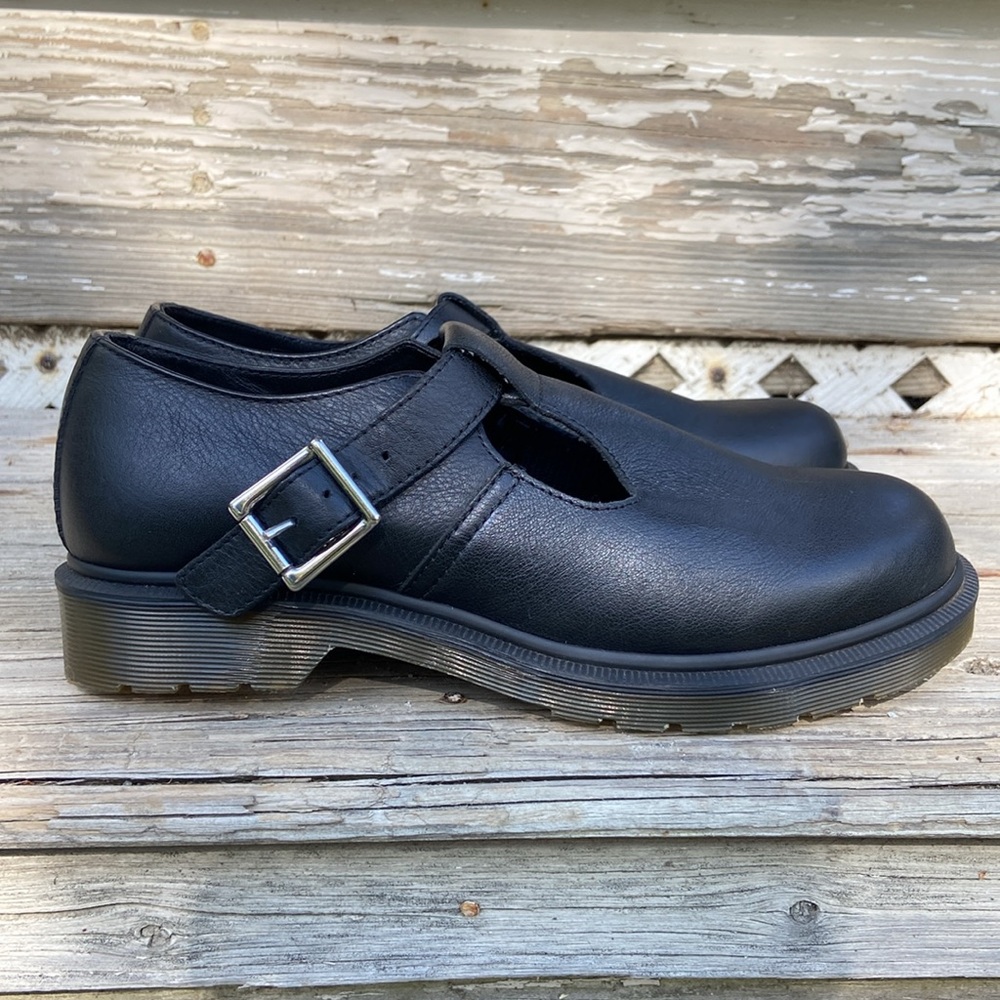 New! Dr. Martens POLLEY PW Black Leather T-Strap Mary Jane Shoe Women's Size 9 - Picture 2 of 14